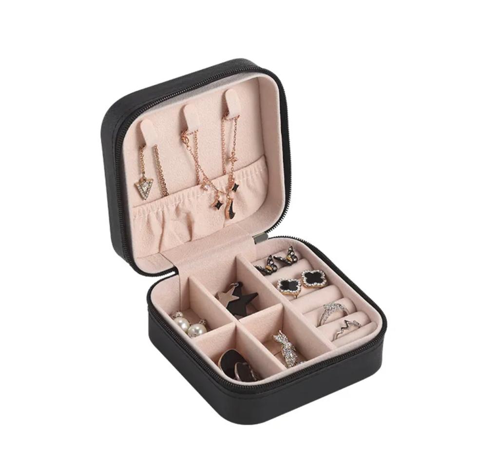 Small Jewelry Box, Mini Jewelry Organizer -Black