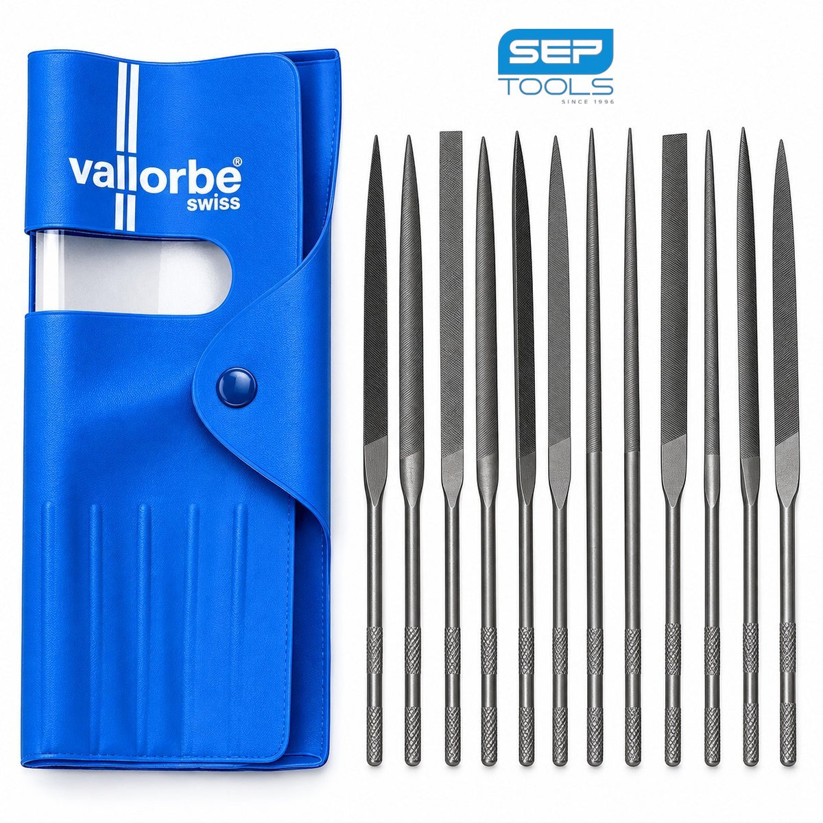 Glardon-Vallorbe LA2482-2 Needle File Set of 12 - 5-1/2" (140mm) - Cut 2 Medium