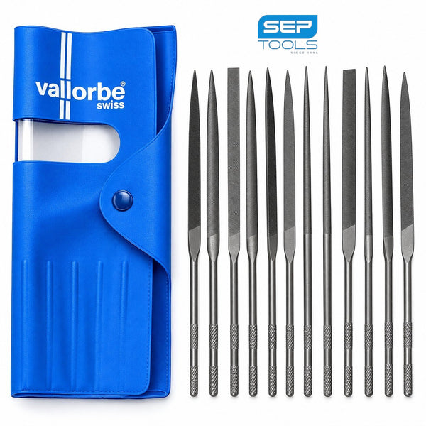 Glardon-Vallorbe LA2482-2 Needle File Set of 12 - 5-1/2" (140mm) - Cut 2 Medium