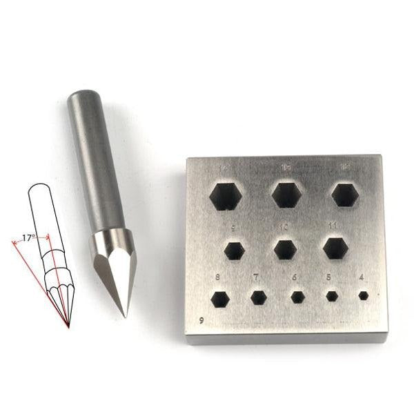 Hexagonal Bezel Block 4mm to 14mm 11 Holes 17 Degree