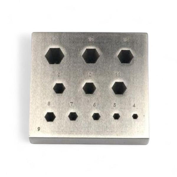 Hexagonal Bezel Block 4mm to 14mm 11 Holes 17 Degree