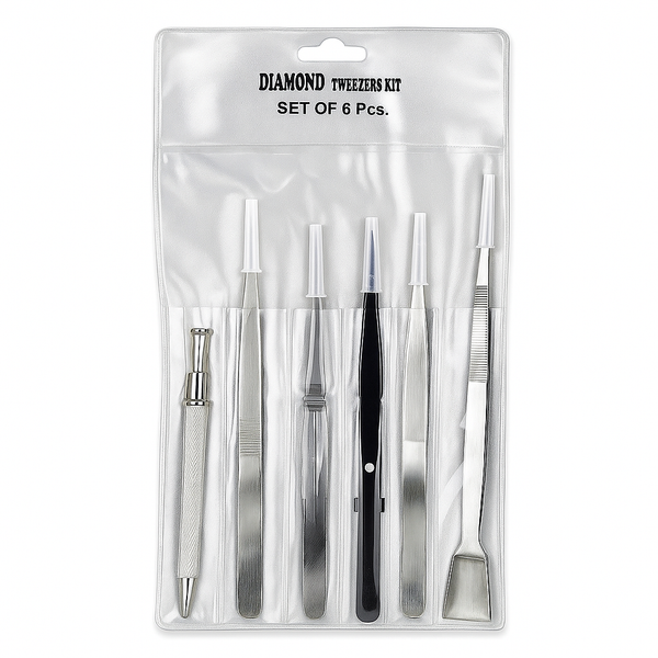 Stone Tweezer Set - 6pc Stainless Steel