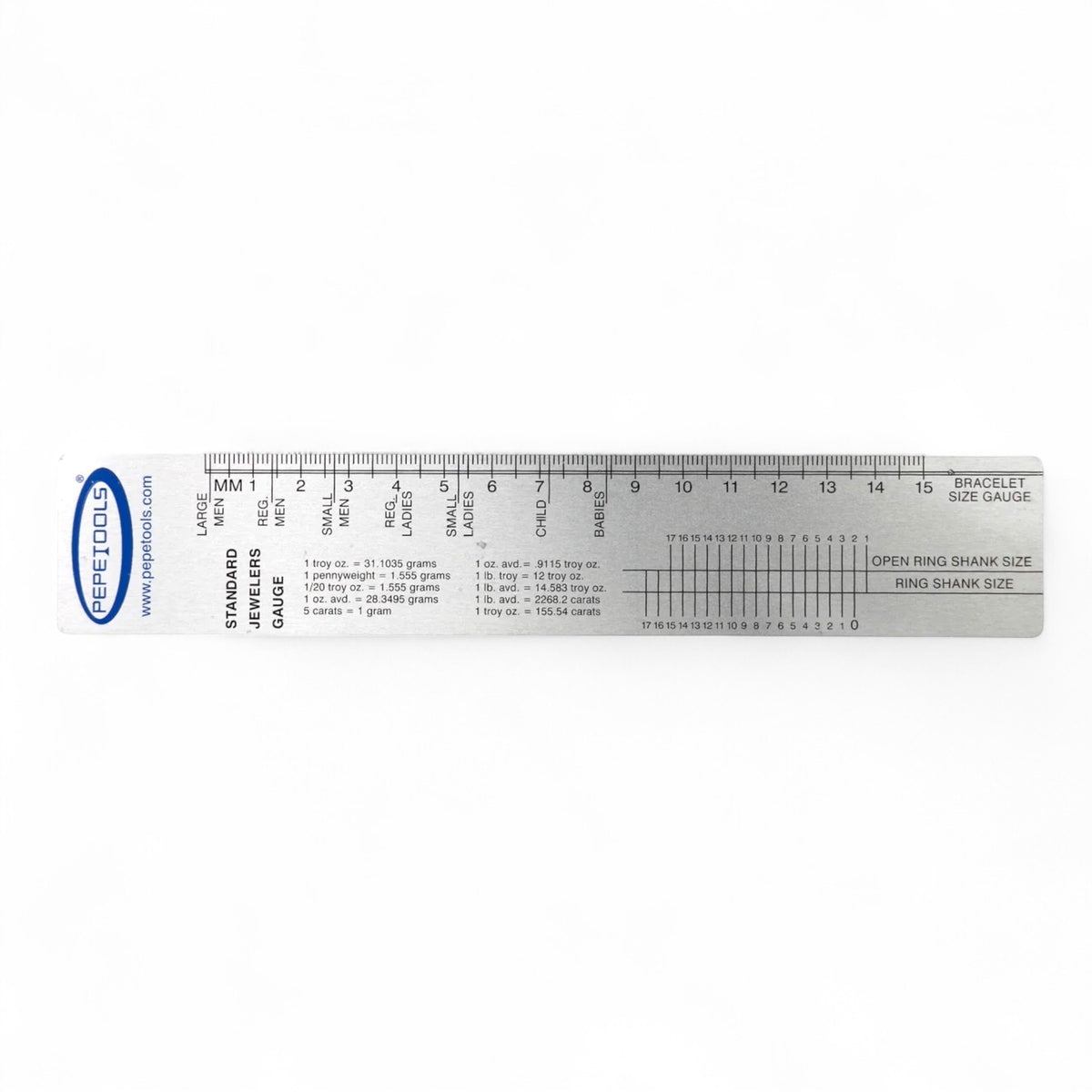 Standard Jeweler's Gauge Ruler – Ring & Bracelet Sizing Tool