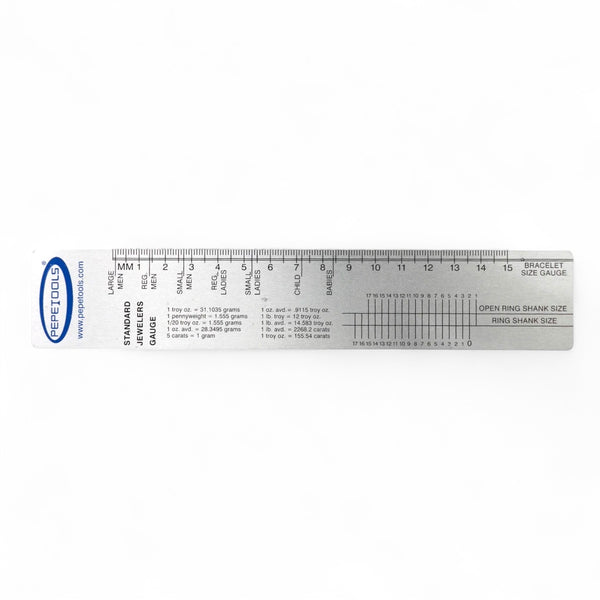 Standard Jeweler's Gauge Ruler – Ring & Bracelet Sizing Tool