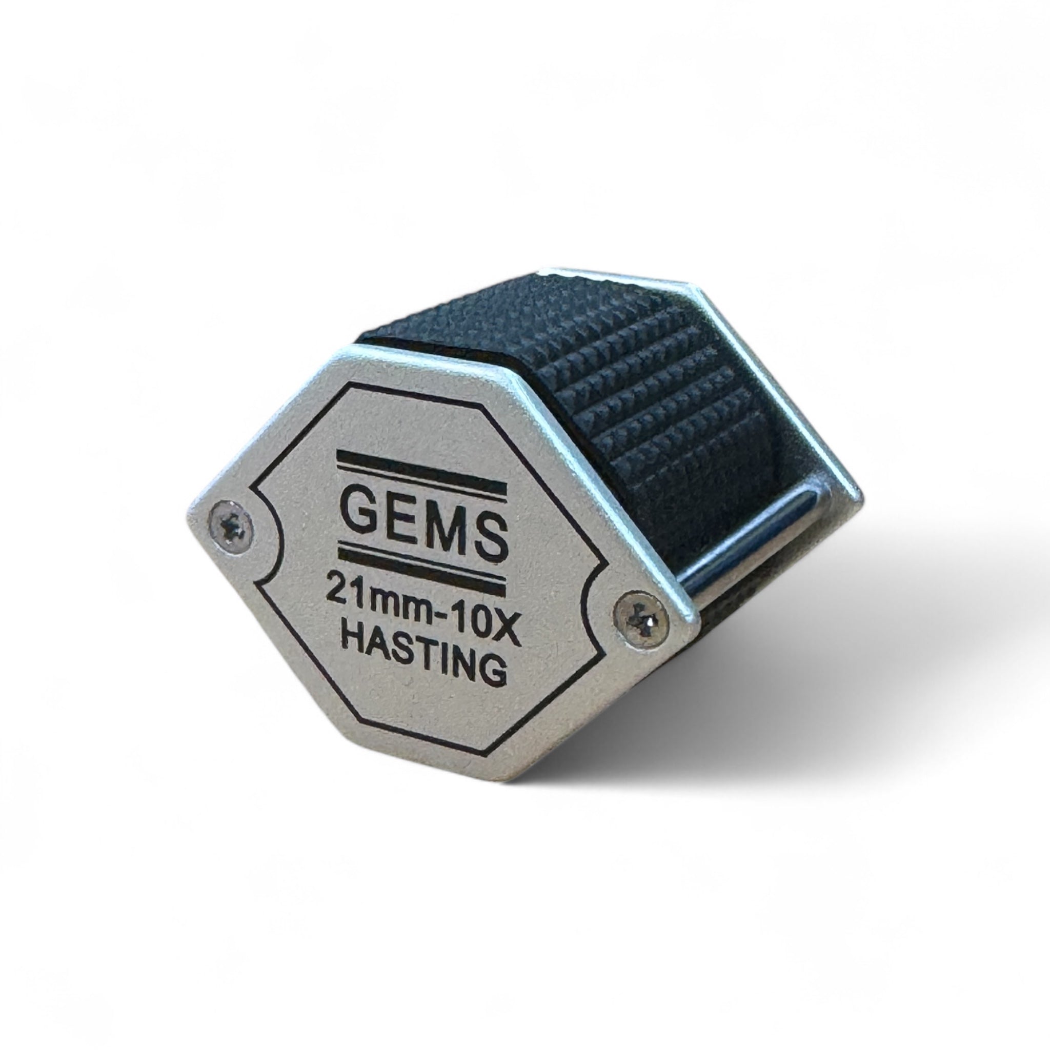 GEMS 10X-21 mm Hexagon Triplet Loupe-Silver with Rubber Grip