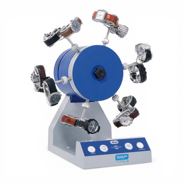 Elma Cyclomotion watch winder, with watch clips, for 12 watches