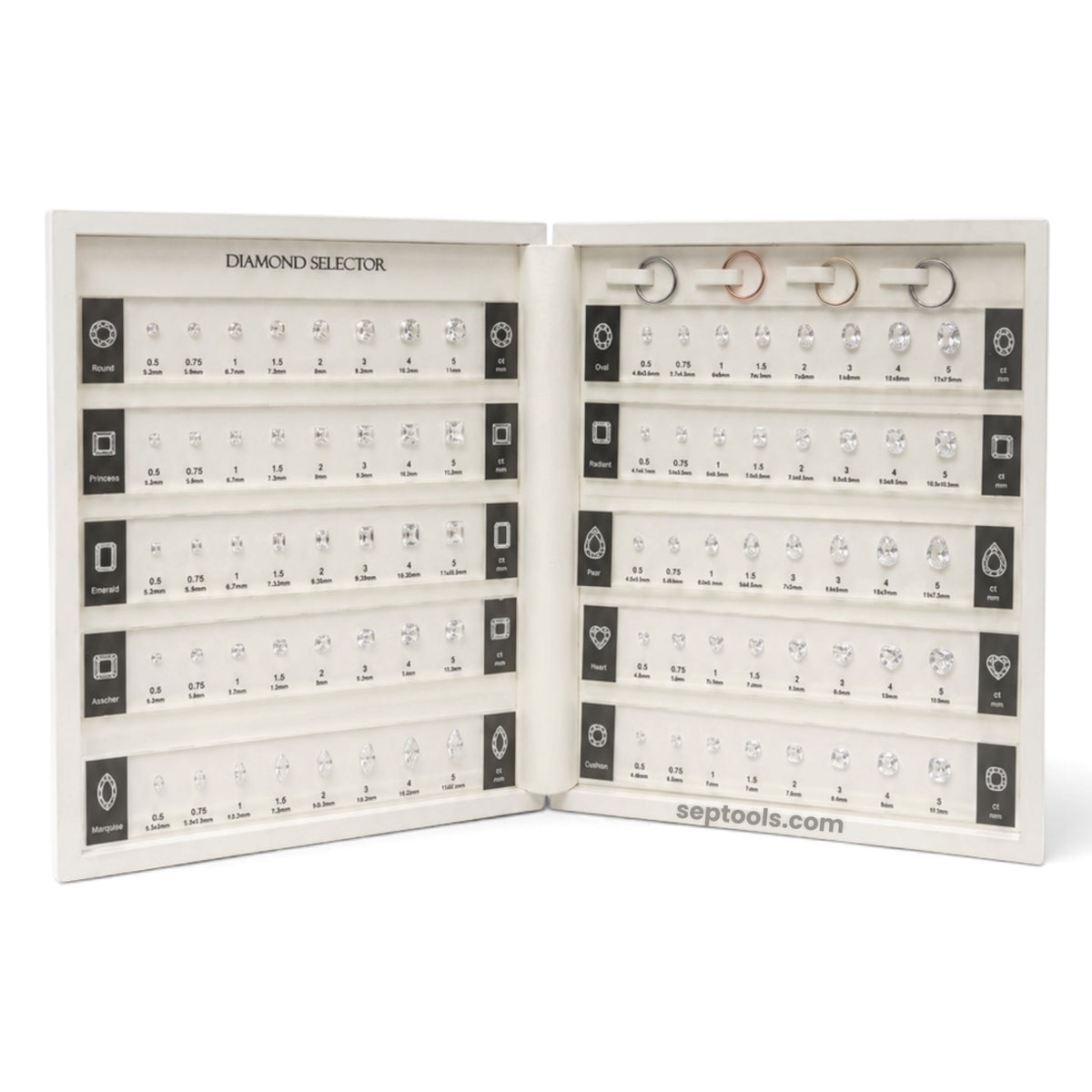 Premium Diamond Selector - Visual Diamond Size-10 Shape Kit.