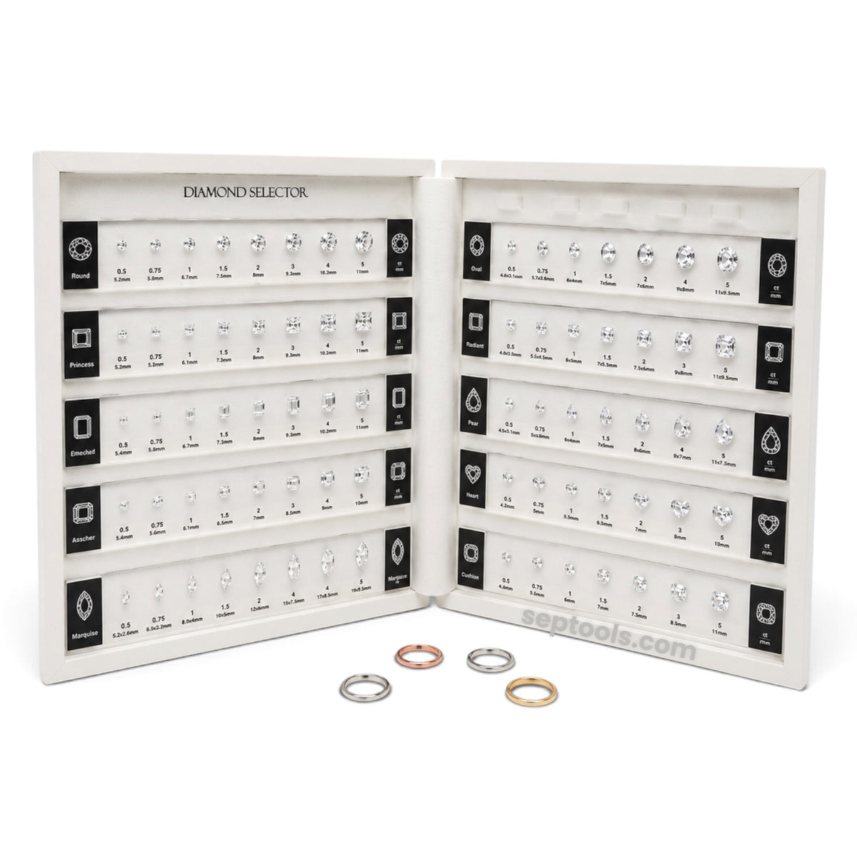 Premium Diamond Selector - Visual Diamond Size-10 Shape Kit.
