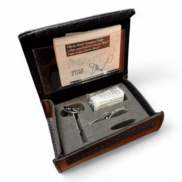 Bausch & Lomb Classic Metal Eyeglass Loupe w/Storage Case 4x