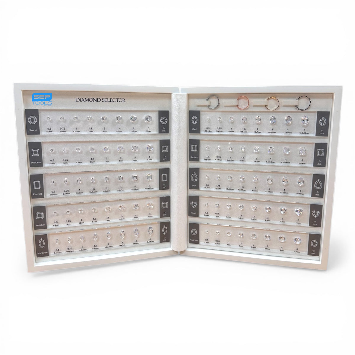 Premium Diamond Selector - Visual Diamond Size-10 Shape Kit.