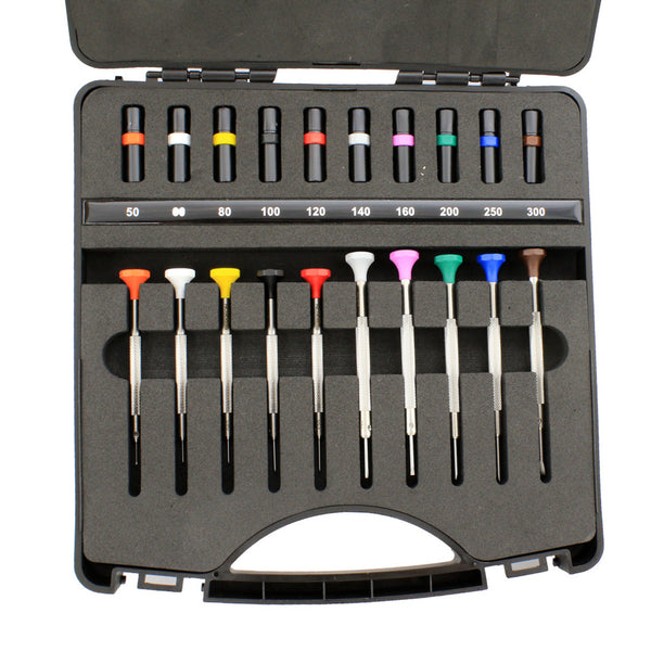 Bergeon 30081-AM10 Mini Watchmakers Stainless Steel Screwdriver Set with Hard Case
