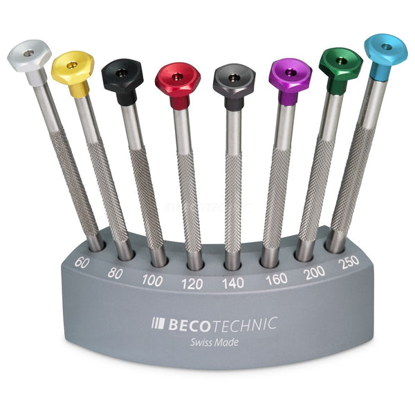 Beco Half-round base with 8 screwdrivers, standard taper, Ø 0,6 - 2,5 mm