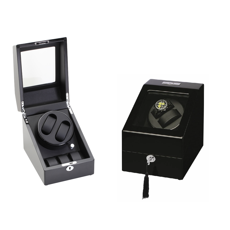 Diplomat 2 Watch Winder, Black Wood
