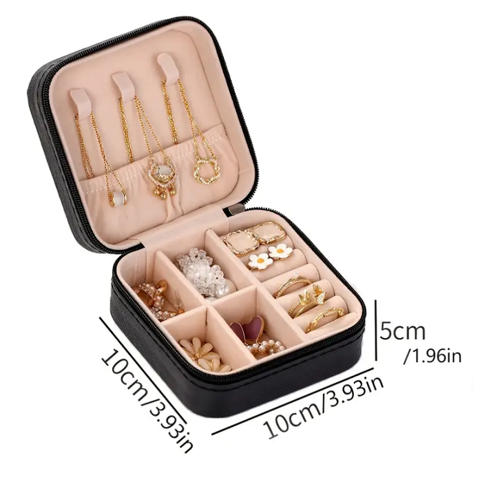 Small Jewelry Box, Mini Jewelry Organizer -Black